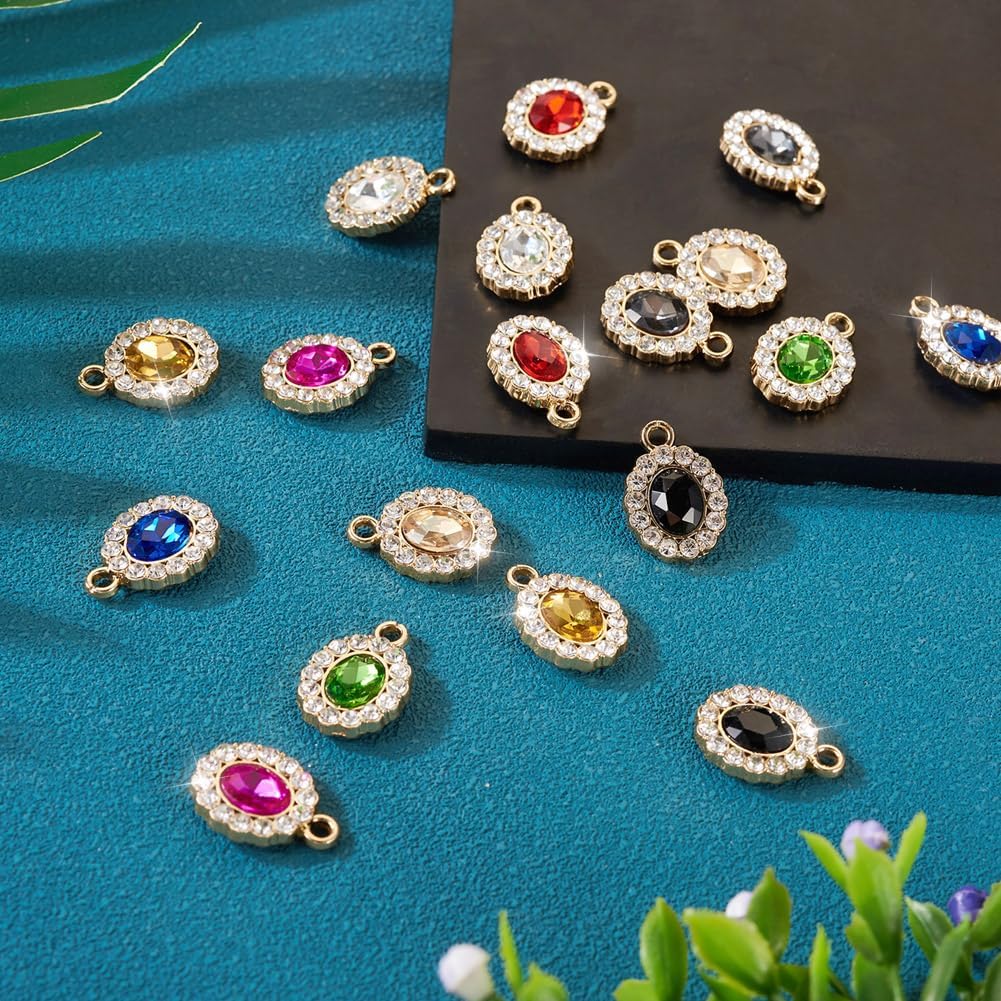 KISSITTY 18Pcs UV Plating Alloy Rhinestone Oval Pendants Crystal Oval Alloy Charms for DIY Necklace Bracelet Earring Jewelry Making Crafts - Image 6