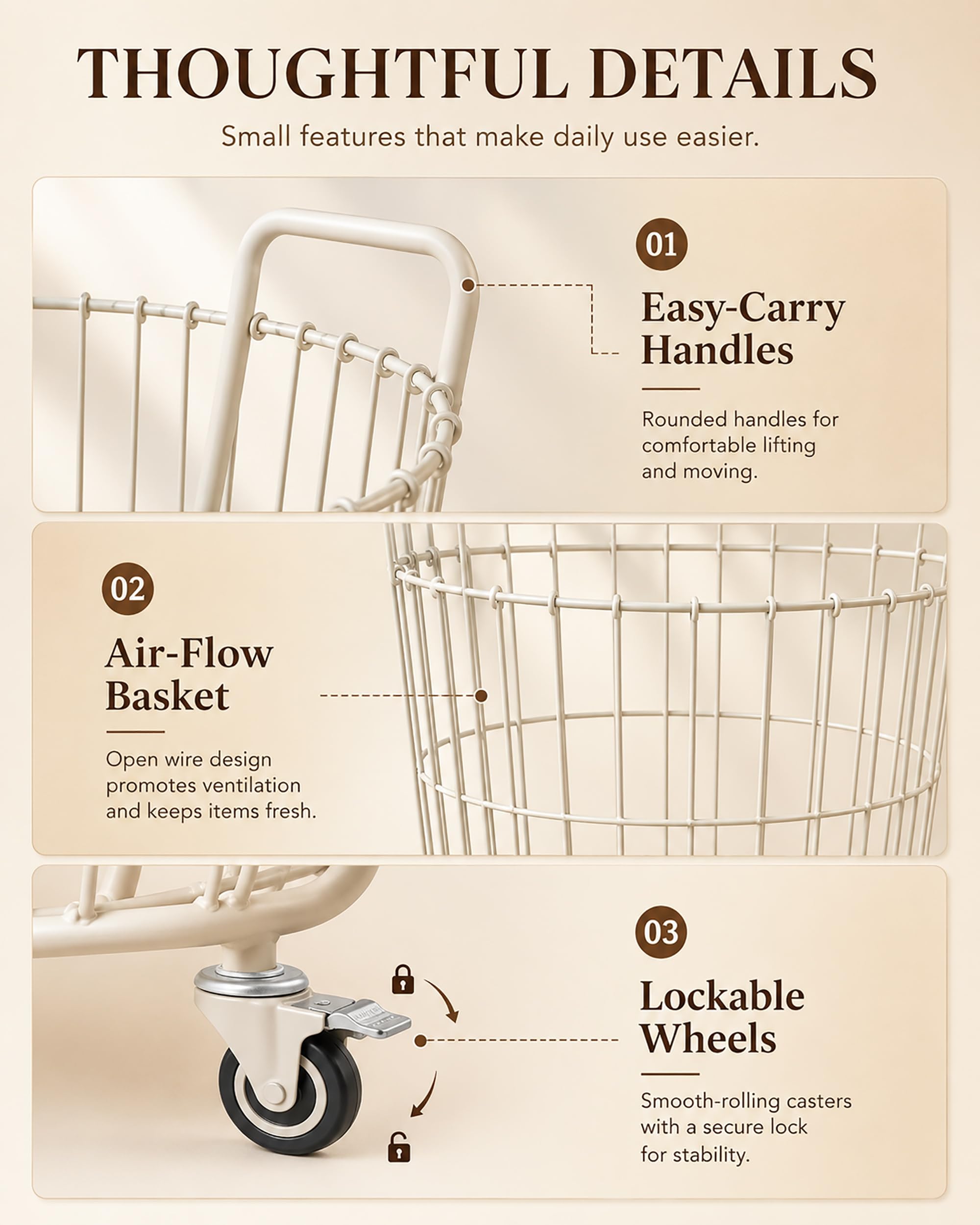 Panier À Linge Corbeille A Linge En Métal À Roulettes, Corbeille De Rangement​ Avec Poignées, Rangement, Linge, Vêtements, Pour Buanderie, Salle De Bain,Bac A Linge Sale