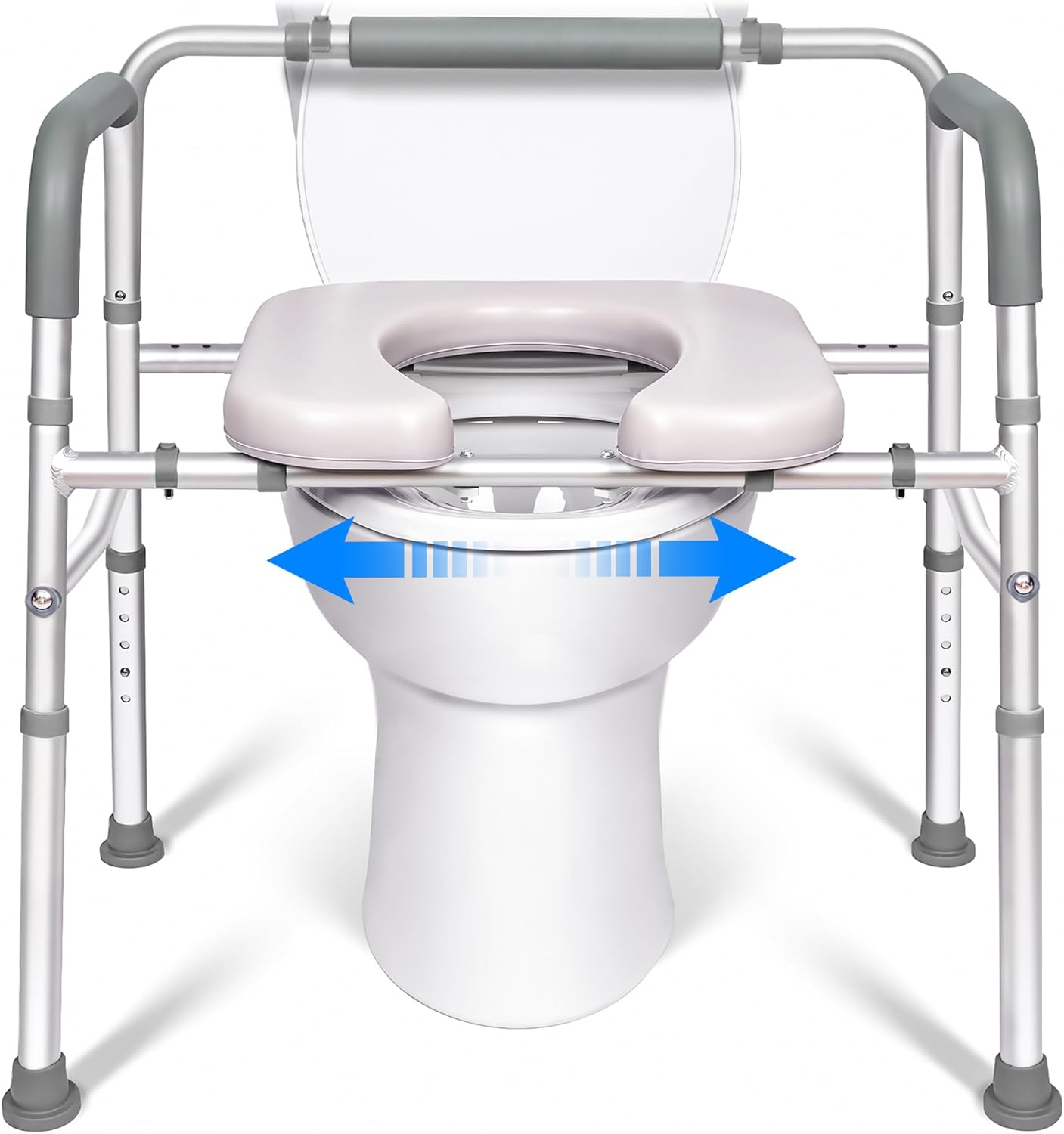 4in1 Raised Toilet Seat with Handles and Back, Width