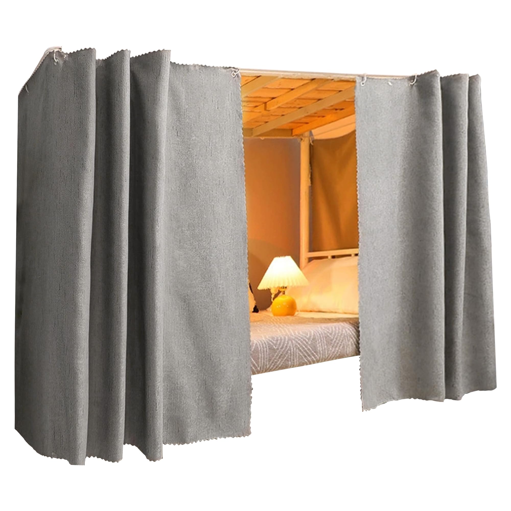 Cute Bottom Bunk Bed Curtain Student Dormitory Blackout Cloth Bedding Tent Bed Canopy Single Sleeper, Grey