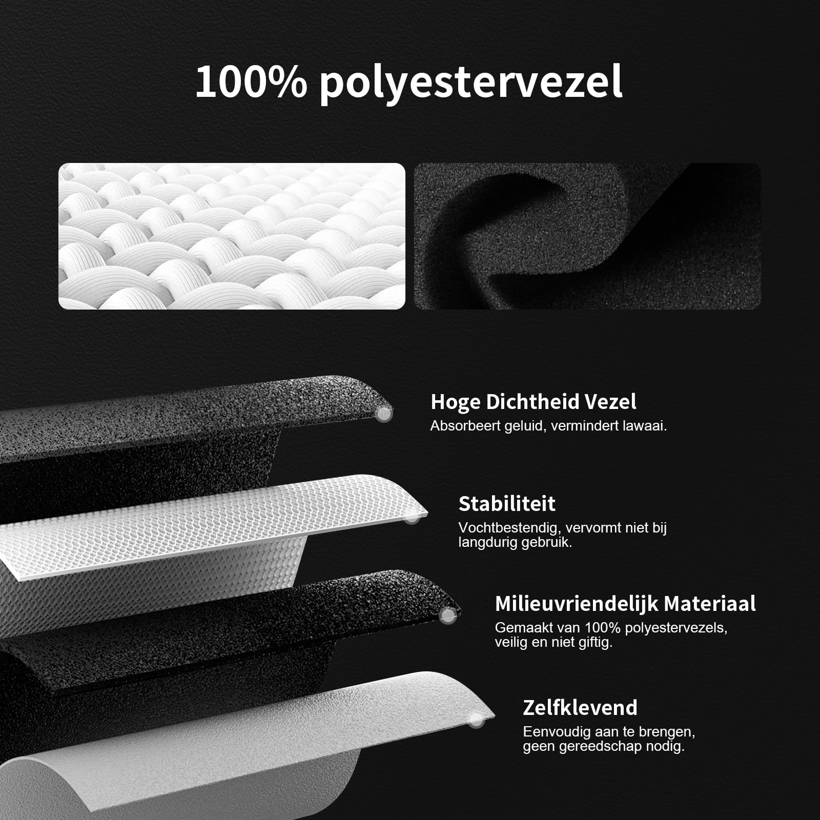 Sonuvia 36 stuks zeshoekige akoestische panelen, zelfklevend, dekt 2,11 m², geluidsisolatie voor muren en deuren - 230 kg/m³, NRC 0,95, 100% polyester, ideaal voor geluidsisolatiemuren,zwart
