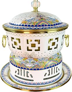 CCKUHN Olla Caliente China de Cobre cloisonné, Olla pequeña para el hogar, Utensilios de Cocina Chinos (Blanco, 22 x 22 cm)