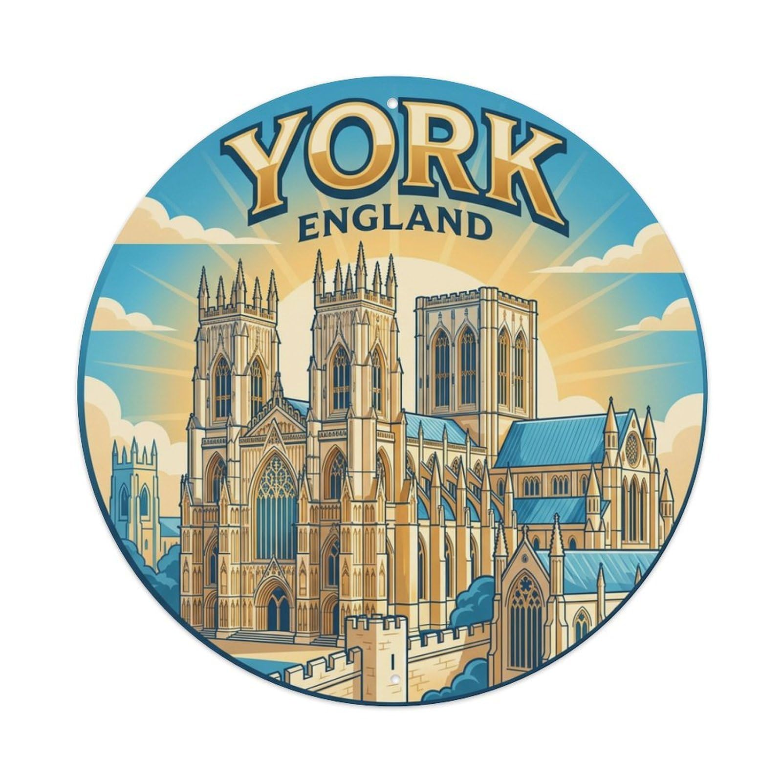 Galvaxio Style England Vintage Travel York Metal Tin Sign