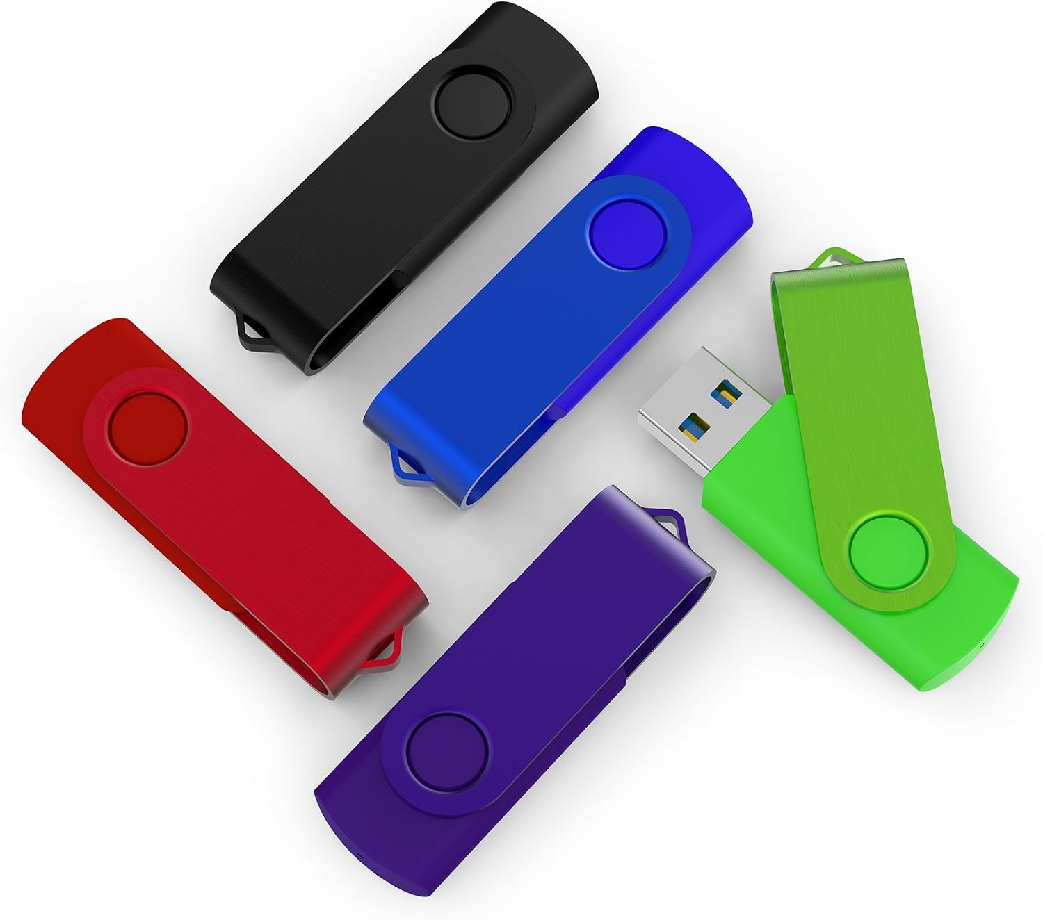TOPSELL 5 Pack 8GB USB Flash Drives Thumb Drives Memory Stick USB 2.0(5 Colors: Black Blue Green Purple Red)