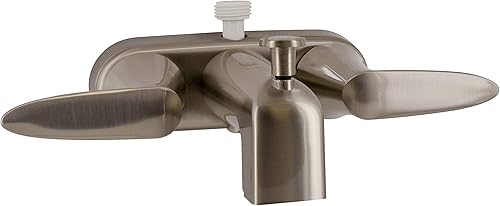 VALTERRA PF223403 Grifo de 4 pulgadas con ducha D-Spud níquel cepillado 2 manijas