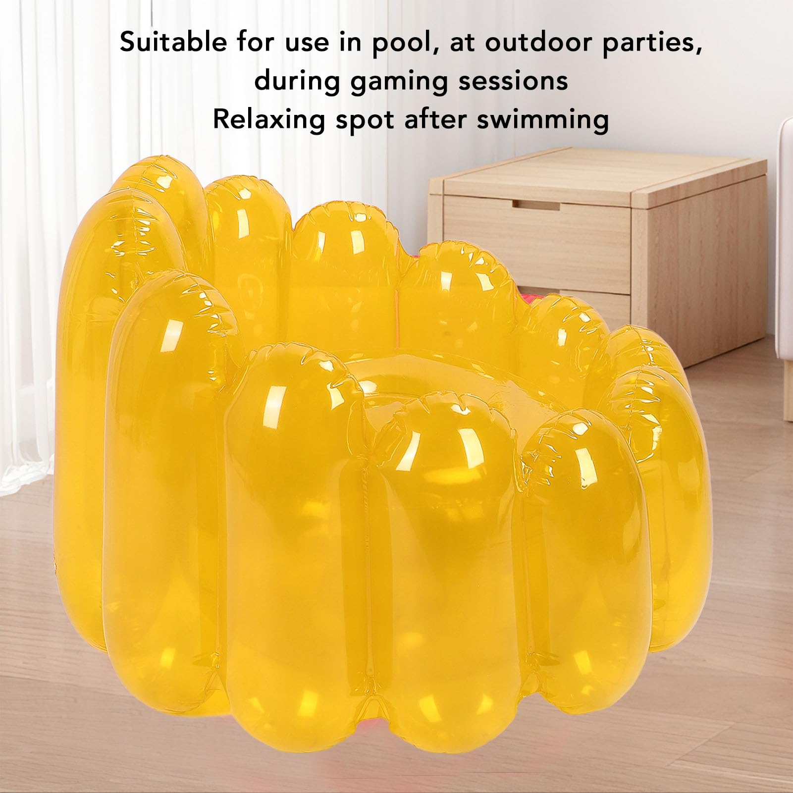 BTSEURY Inflatable Sofa Chair, Transparent Inflatable Sofa Seat, Portable Outdoor Blow Up Couch Seat Candy Color for Home Living Room Bedroom Casual (Yellow)