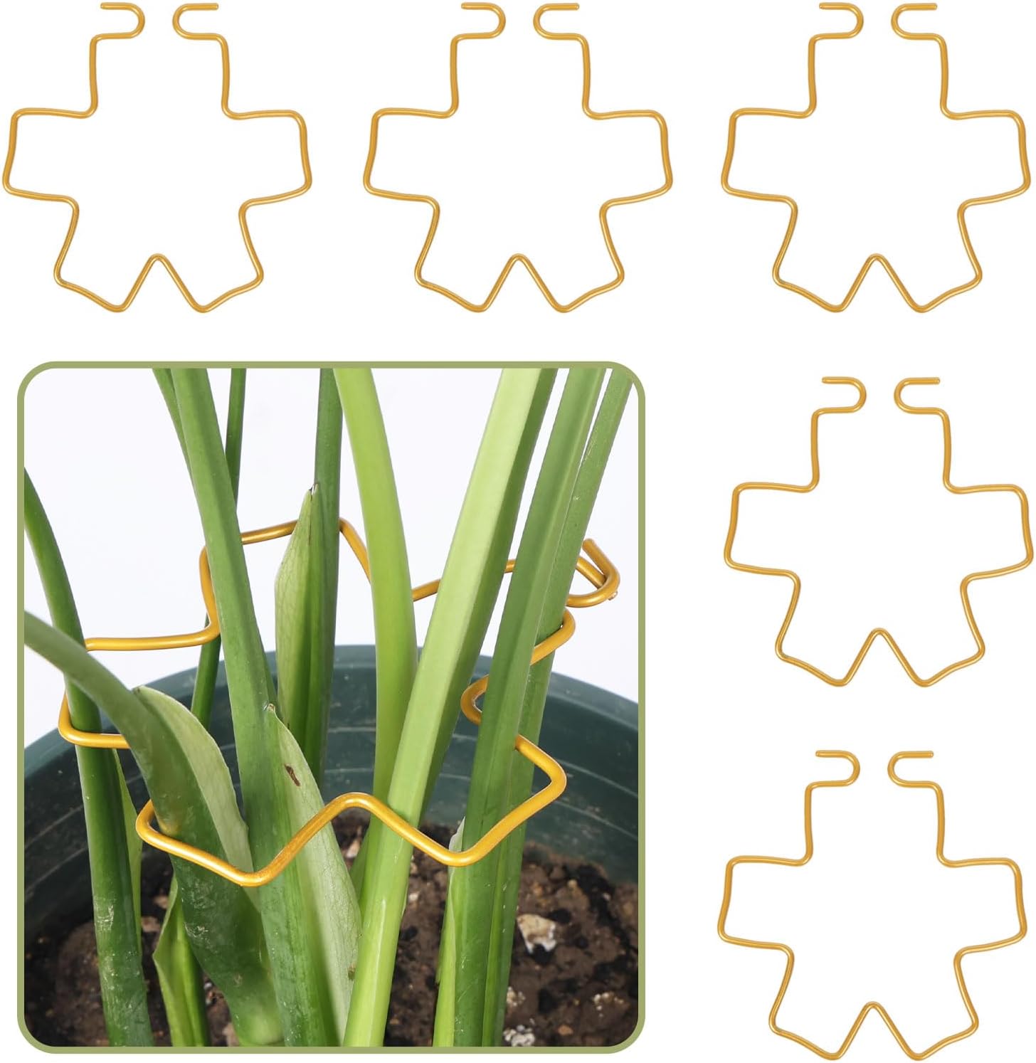 PRETTY JOLLY 5PCS Iron Monstera Plant Support Stakes Premium Plant Stand for Indoor & Outdoor Plants Practical Leaf Holders,Durable Trellis Accessories for Gardening Enthusiasts(Flower)