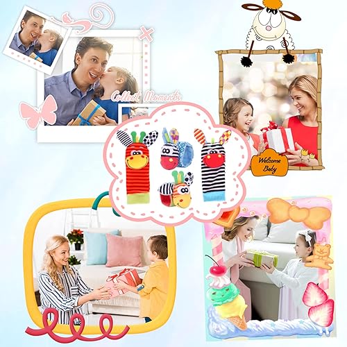 Vista 18 de Sonajeros de muñeca para bebé, juguetes sensoriales suaves para bebés, sonajeros de animales de dibujos animados, juguete de desarrollo temprano