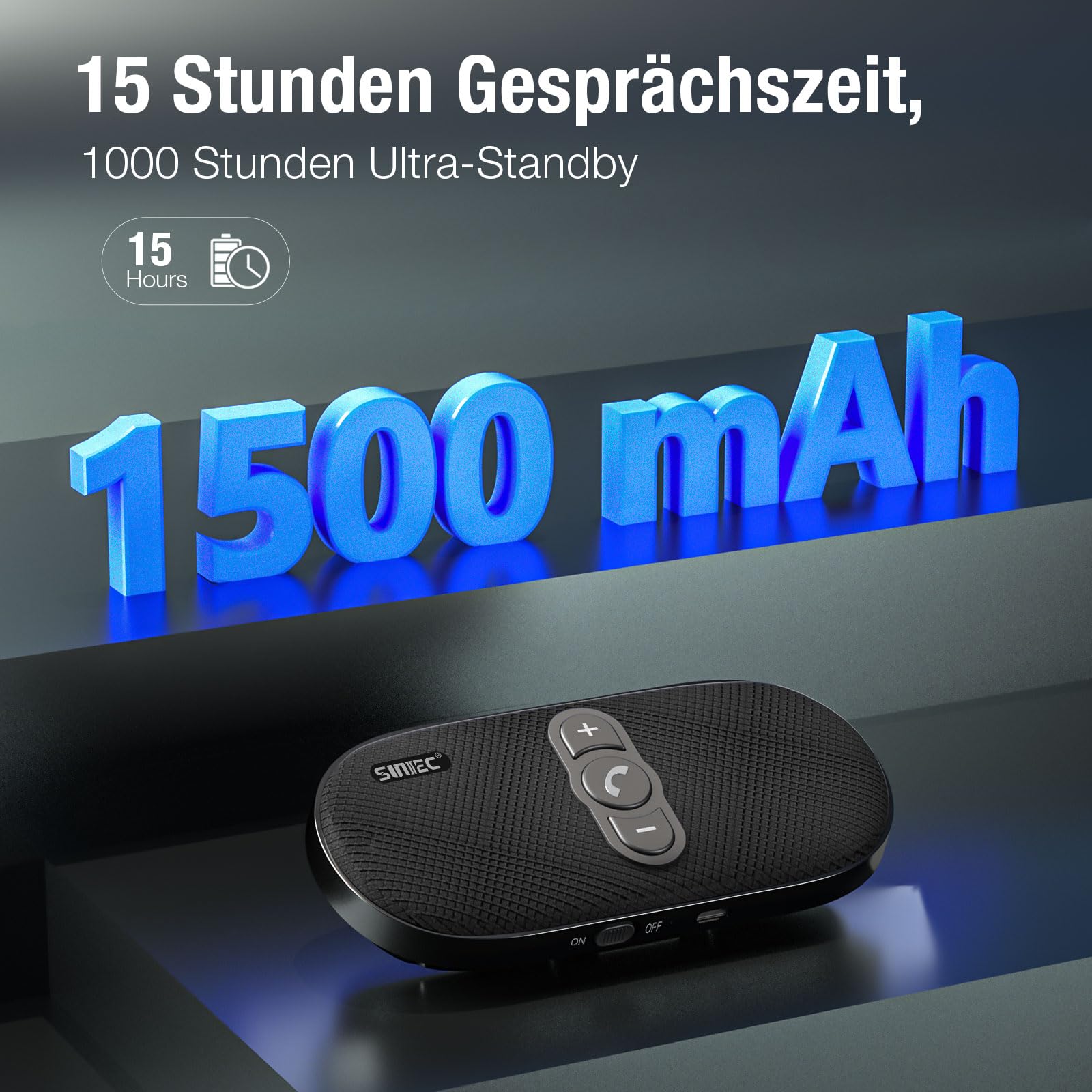 Freisprecheinrichtung für Auto Bluetooth 5.1 Wireless Freisprechanlage | mit Clip Verbindet Siri & Google Assistant Unterstützung Auto EIN Aus Lauter 6W Lautsprecher für GPS Musik Telefon, Schwarz