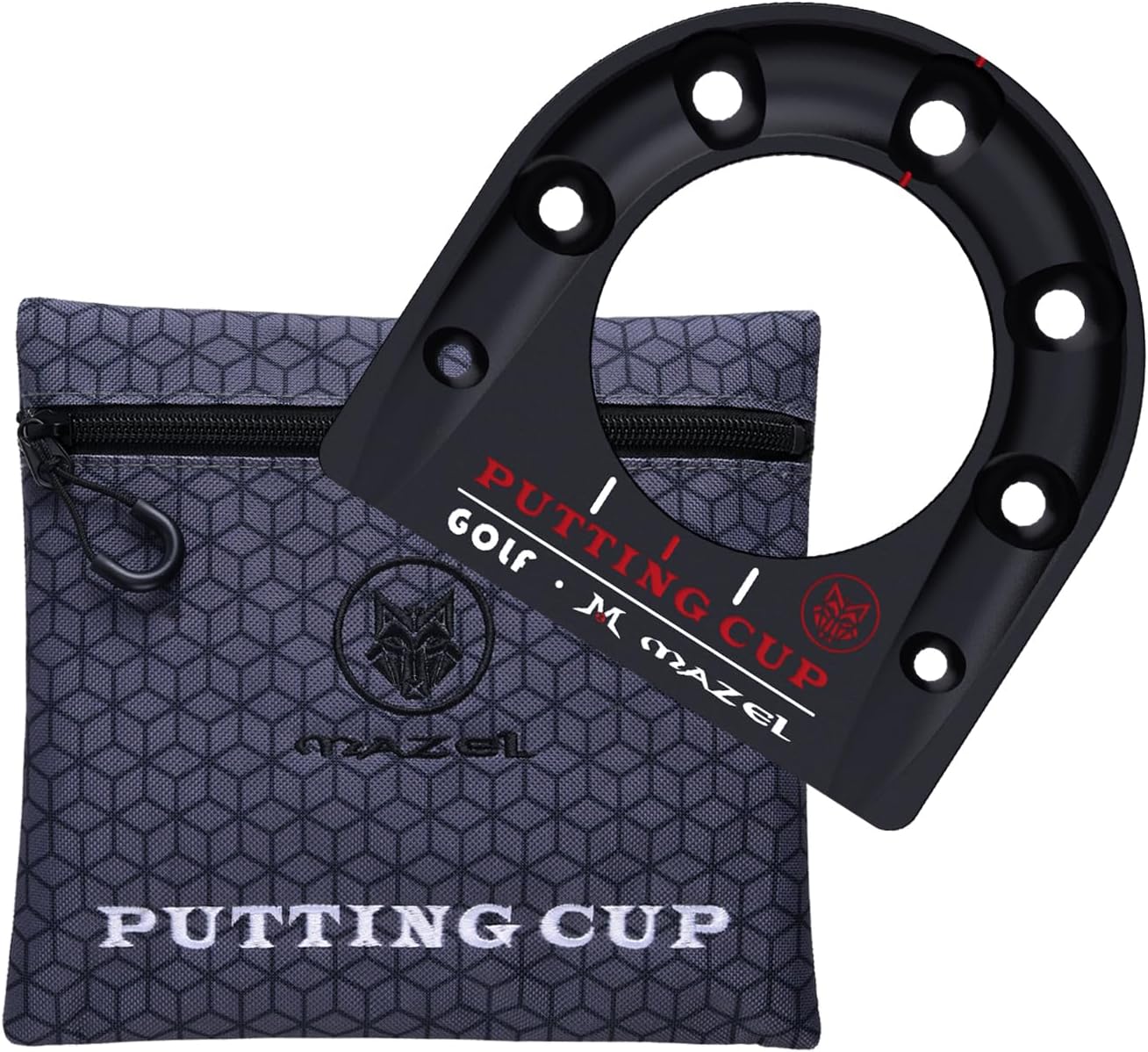 MAZEL Golf Putting Cup Hole Accuracy Trainer - Anodized Milled Aluminum Alloy Putting Training Aid for Indoor Outdoor Practice, with Carry Bag