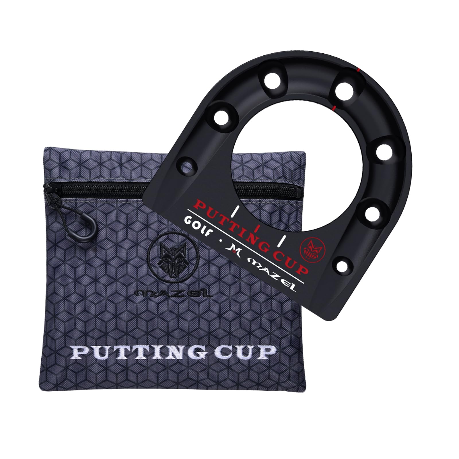 Photo 1 of MAZEL Golf Putting Cup Hole Accuracy Trainer - Anodized Milled Aluminum Alloy Putting Training Aid for Indoor Outdoor Practice, with Carry Bag (Black)