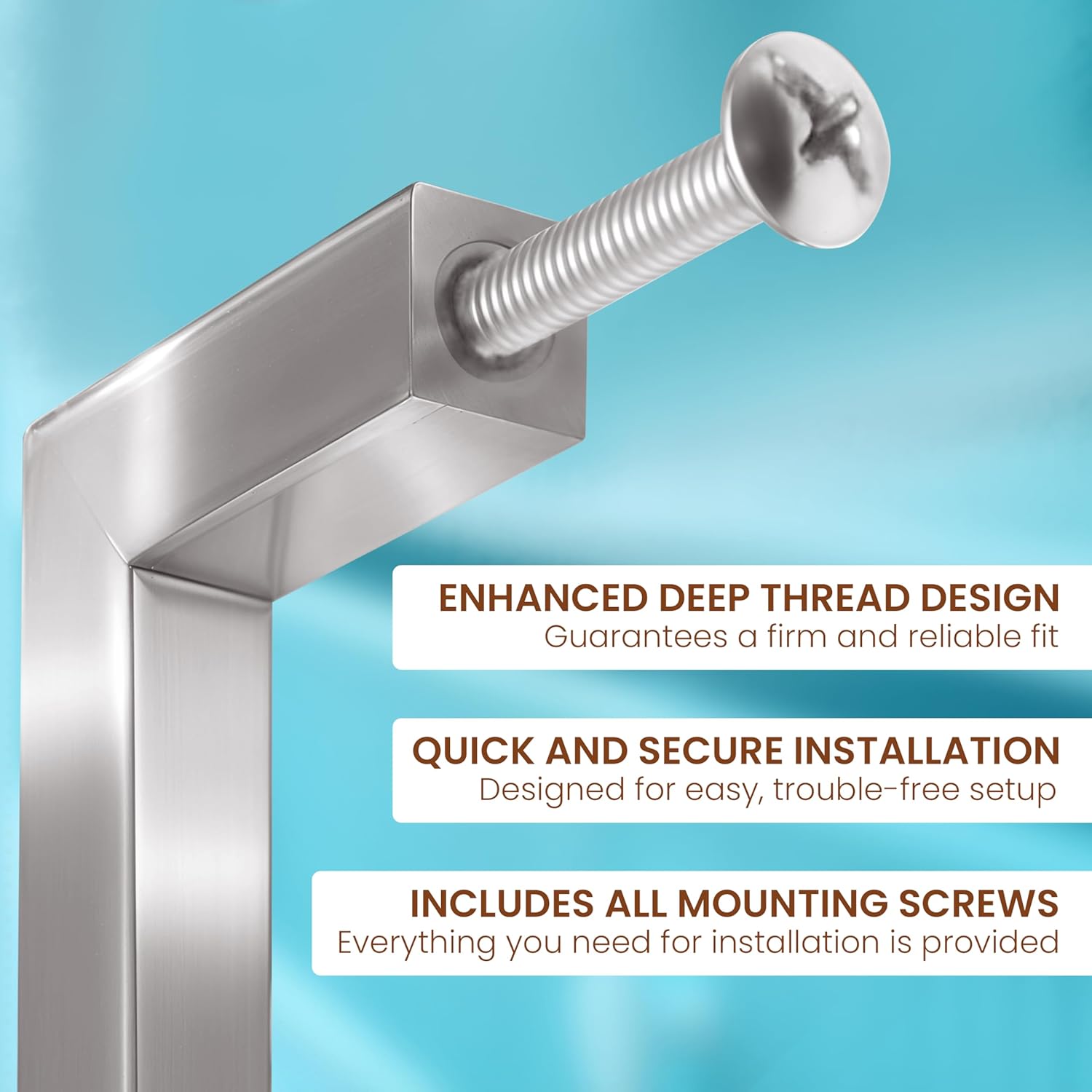 9 Inch Cabinet Pulls, Pack of 4 Satin Nickel Modern Square Collection, Solid Stainless Steel (NOT Hollow). for Kitchen Drawer, for Doors, for Wardrobe & for Cabinets