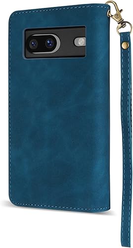Miniatura 3 de ZZXX Funda tipo cartera para Google Pixel 7A con ranura para tarjeta de bloqueo RFID, piel sintética suave de alta calidad, con cremallera, con