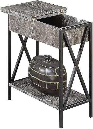 Miniatura 4 de Convenience Concepts Tucson - Mesa auxiliar con tapa eléctrica, Madera Gris desgastado/Negro,Negro/Negro,Cerezo/Negro,Espresso / Negro,Abedul