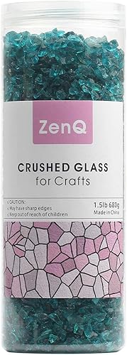 Miniatura 2 de ZenQ Vidrio triturado para manualidades, arte de resina. Turquesa, 1.5 libras
