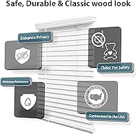 Vista 4 de DEZ FURNISHINGS Persiana inalámbrica de madera sintética de 2 pulgadas, 34.25 pulgadas de ancho x 72 pulgadas de alto, roble oscuro