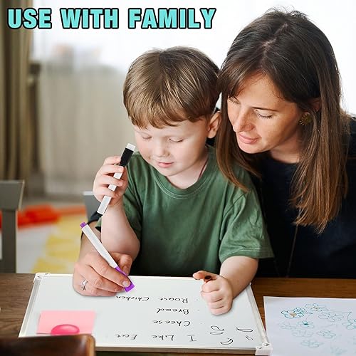 Miniatura 6 de Fuutreo 10 Pcs Small White Board Dry Erase Magnetic Dry Erase Board for Fridge Hanging Whiteboard with 10 Magnetic Markers 20 Magnets for