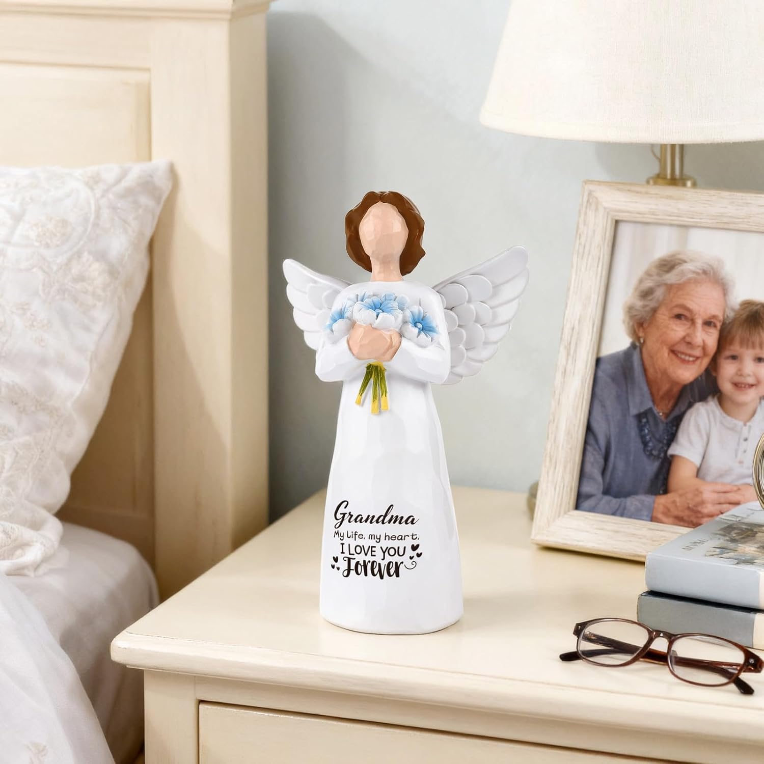 Love You Grandma Gifts, Hand-Painted Angel Figurine Gifts for Grandma, Mother's Day, Birthday, Xmas Present for Nana from Grandkids, Sentimental Keepsake Decor, 5.5" Nana Merch - Image 6