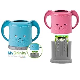 InchBug MyDrinky Pouch Holder No Squeeze, Reusable Drink Holder for Kids and Toddlers | BPA-Free & Squeeze-Proof Cup Holder for Juice Boxes, Food Pouches | Dishwasher Safe, 2-Pack PINK SORBET/AQUA