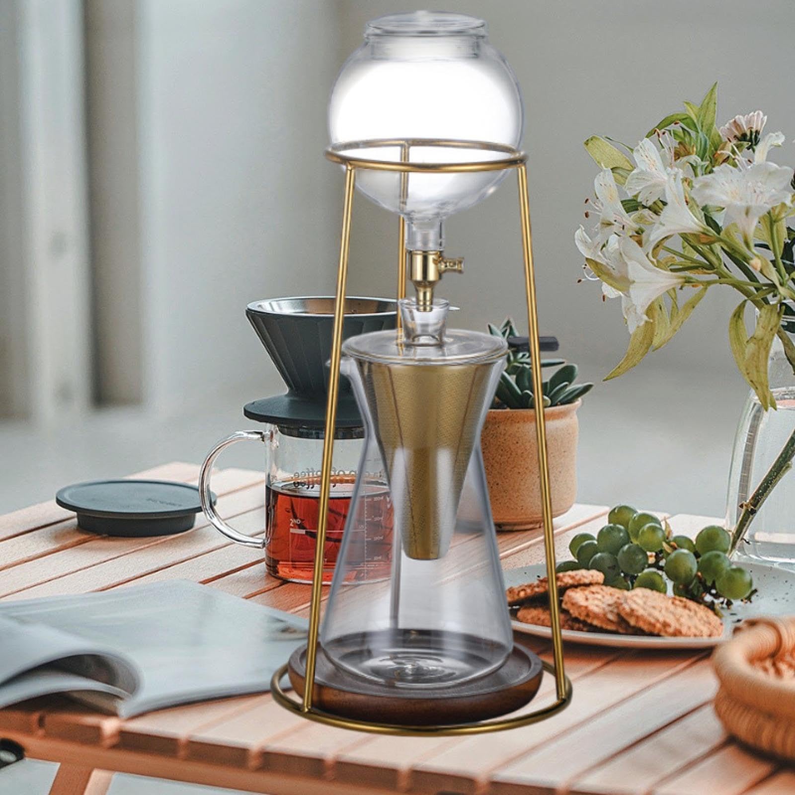 Cafetera de Goteo en Hielo, de Vidrio de Borosilicato, para Café Frío, Ideal para El Hogar O El Bar.