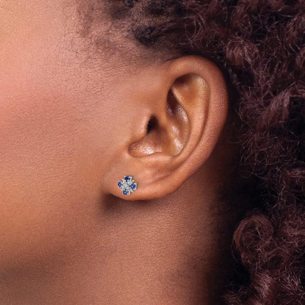 Diamond2Deal 14k White or Yellow Gold Gemstone and Diamond Stud Earrings Fine Jewelry for Women