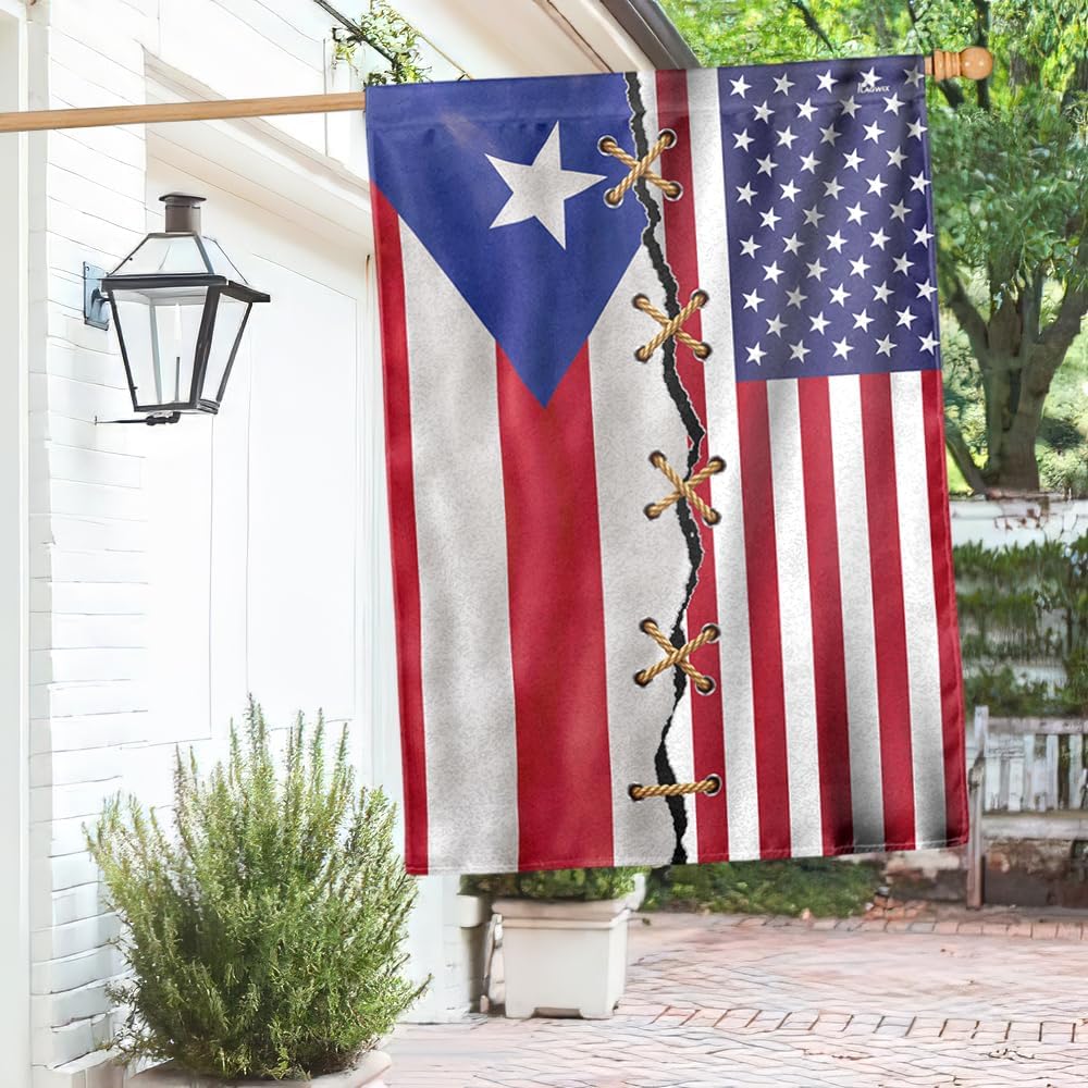 American Flag-Puerto Rico American Flags Patriot America Puerto Rican Flag QTR755F, Garden Flag (11.5" x 17.5")-USA Flags Premium Polyester-Decorative Indoor Outdoor Flag
