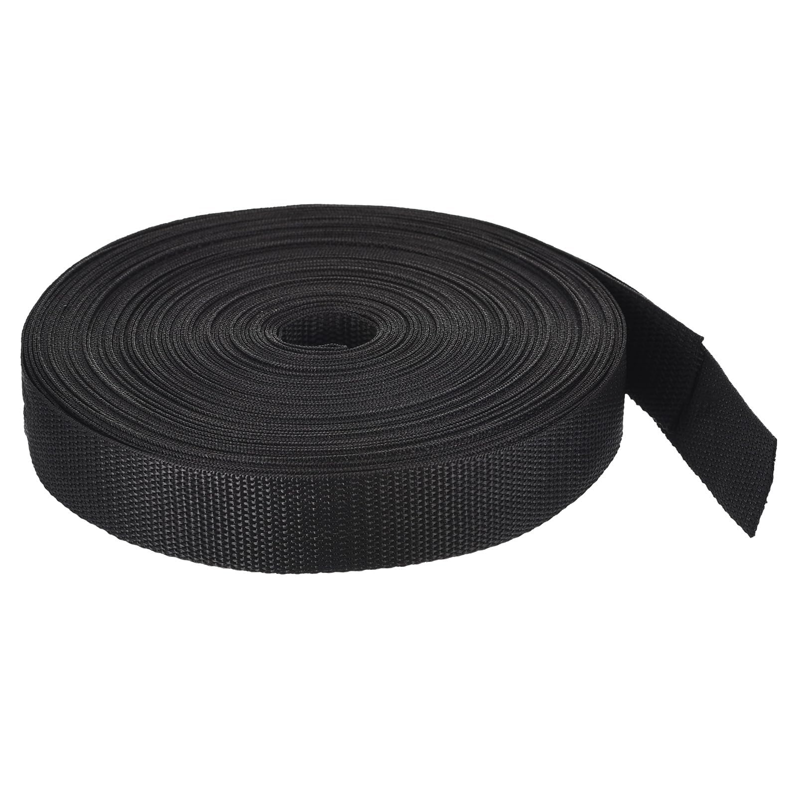 MACHSWON 2.5cm Lightweight Polypropylene Webbing Strap 1" 25 Yard Backpack Strapping Band Black for Outdoor Luggage Cargo Straps