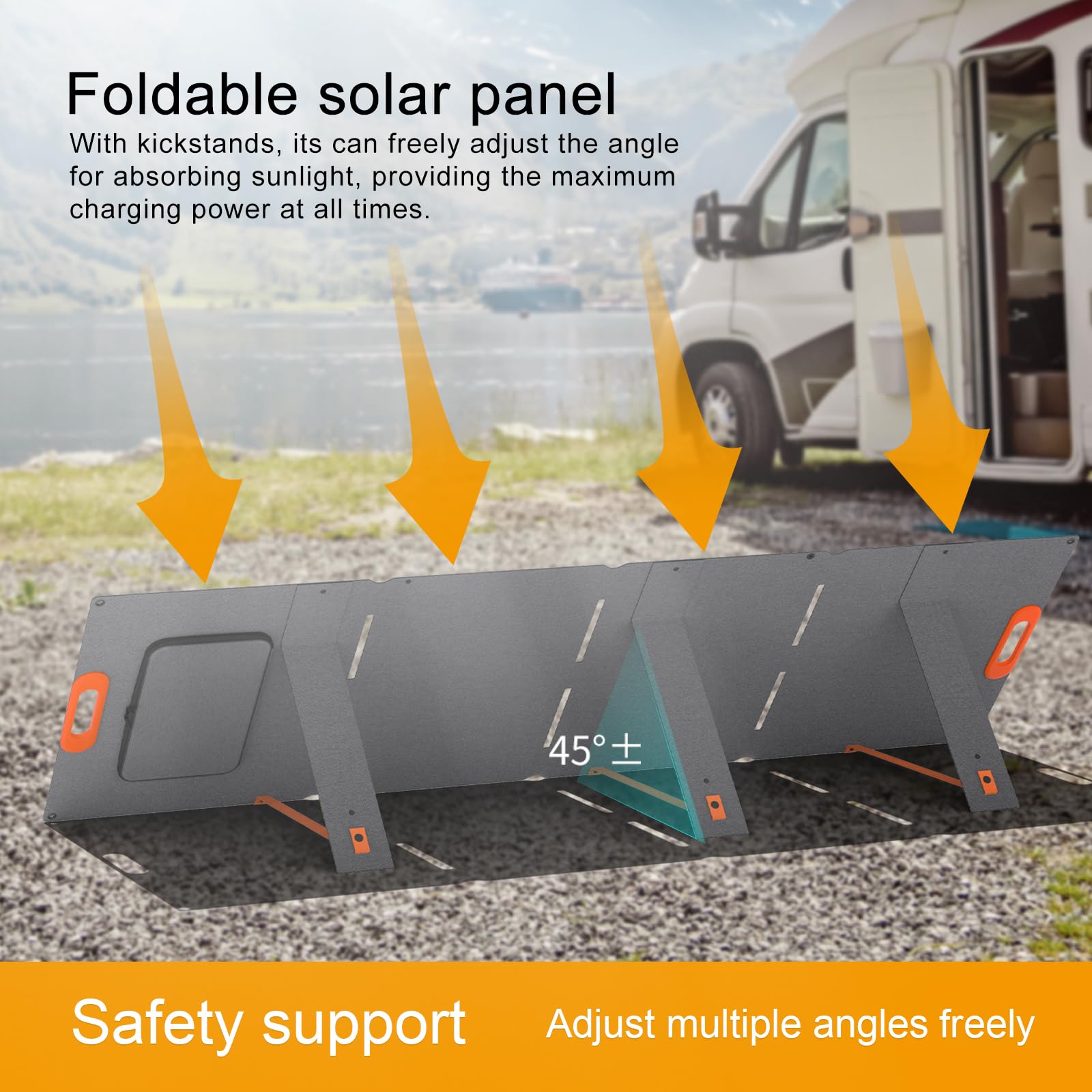 EYONGPV Składany panel słoneczny 200 W, 26% ogniw HPBC, wodoodporna przenośna ładowarka solarna IP65 z wyjściem Andersona 30 A i kablem 4,5 m, do kampera, kempingu, elektrowni zewnętrznych