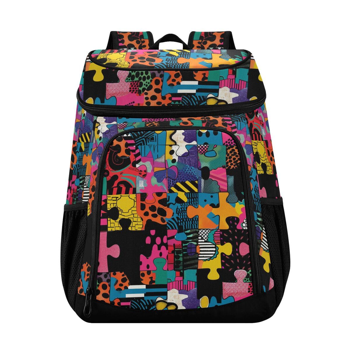 Abstract Puzzles Cooler Backpack Leakproof Insulated Lunch Cooler Bag 30 Cans Camping Backpacks for Road Trip Beach Picnic