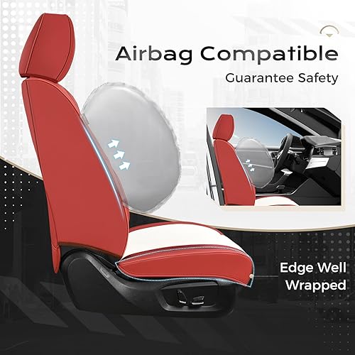 Miniatura 378 de Coverado - Fundas para asientos delanteros de automóvil, 2 piezas - Cojín de piel Nappa, protectores impermeables de ajuste universal para sedanes