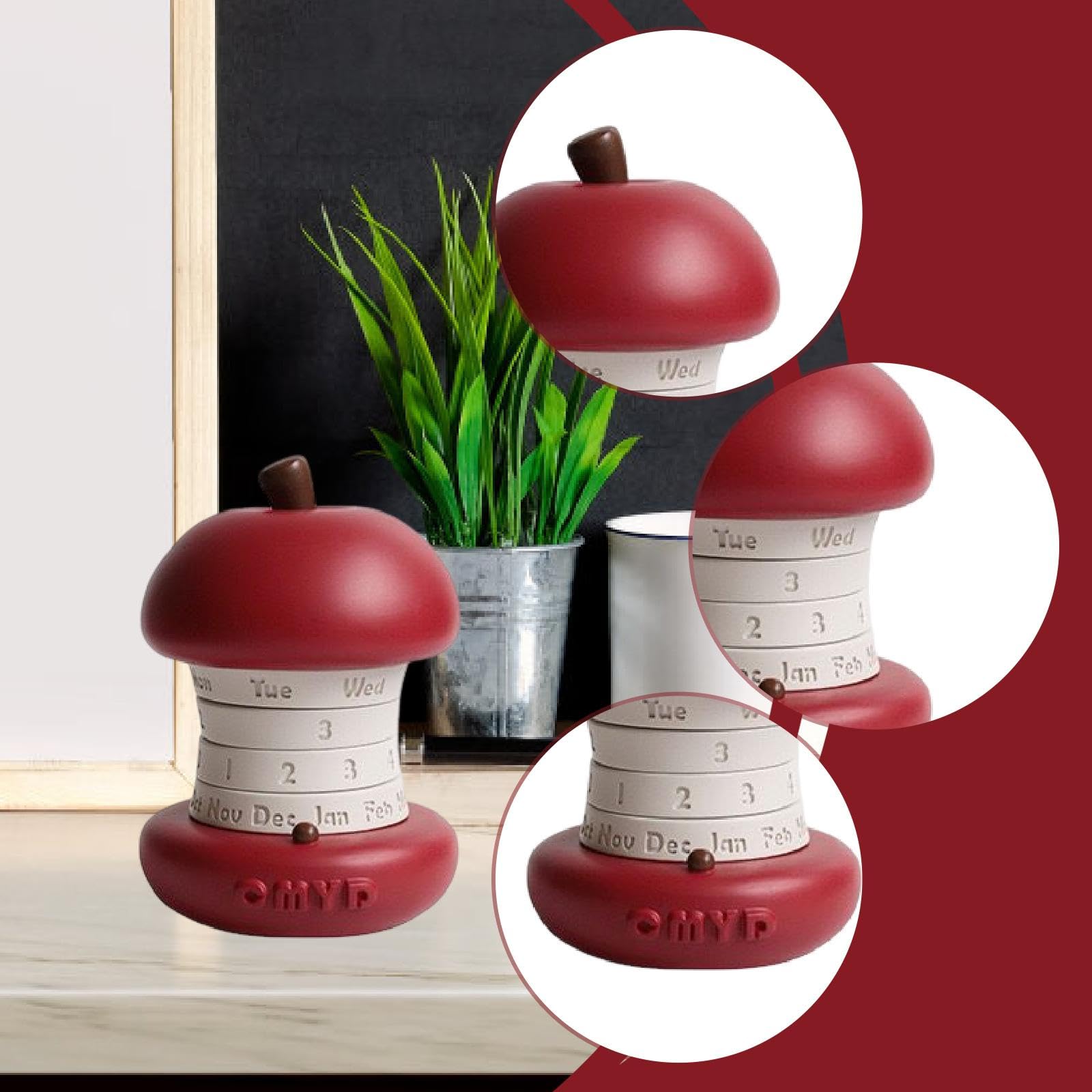Milageto Rotierender Tischkalender, Tischkalender, Heimdekoration, Küche, Apfel-Ornament aus Harz für Arbeitszimmer, Wohnzimmer