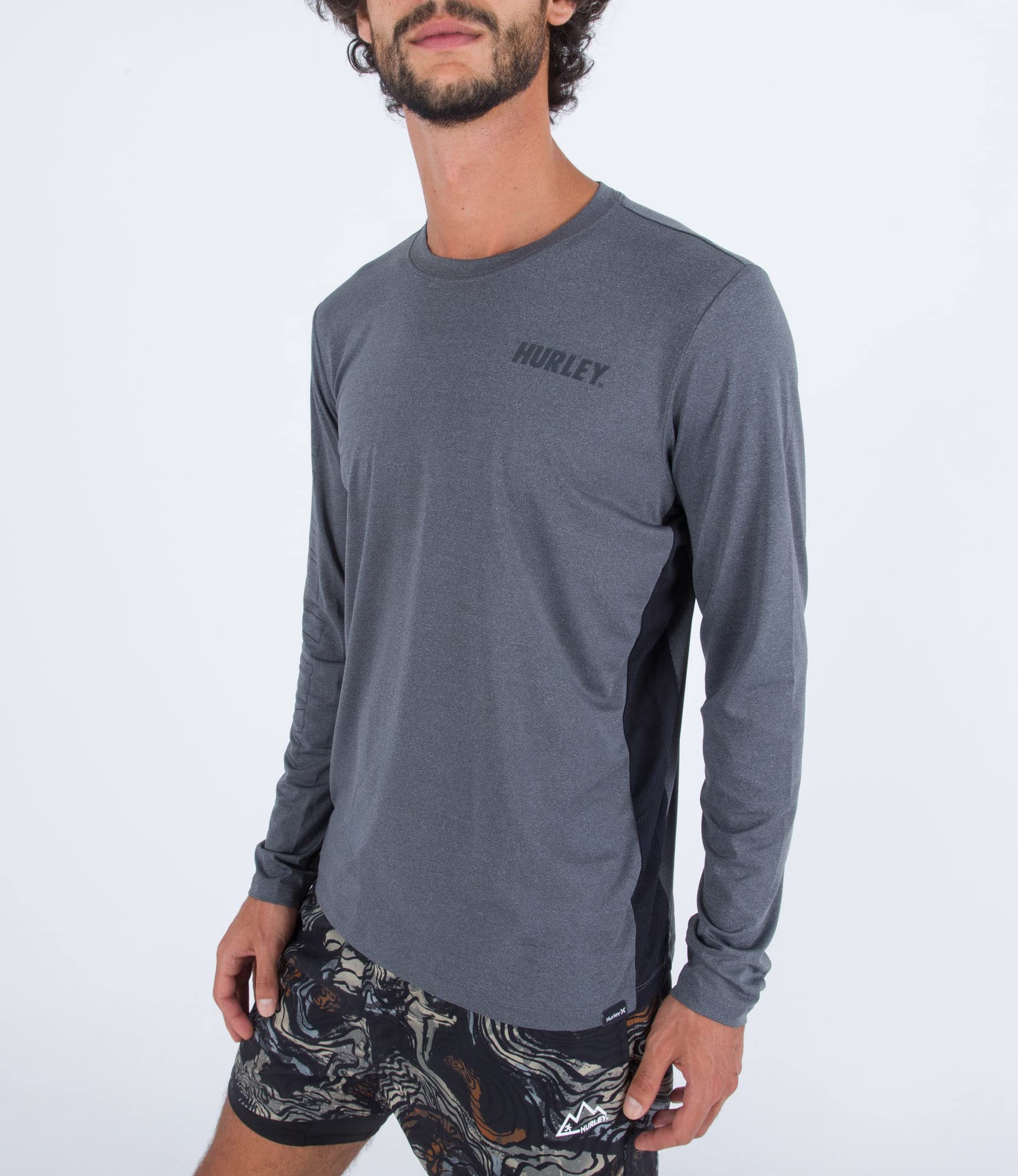 Hurley Herren H2o-dri Easton Fastlane UPF Ls Top Rash Guard Shirt