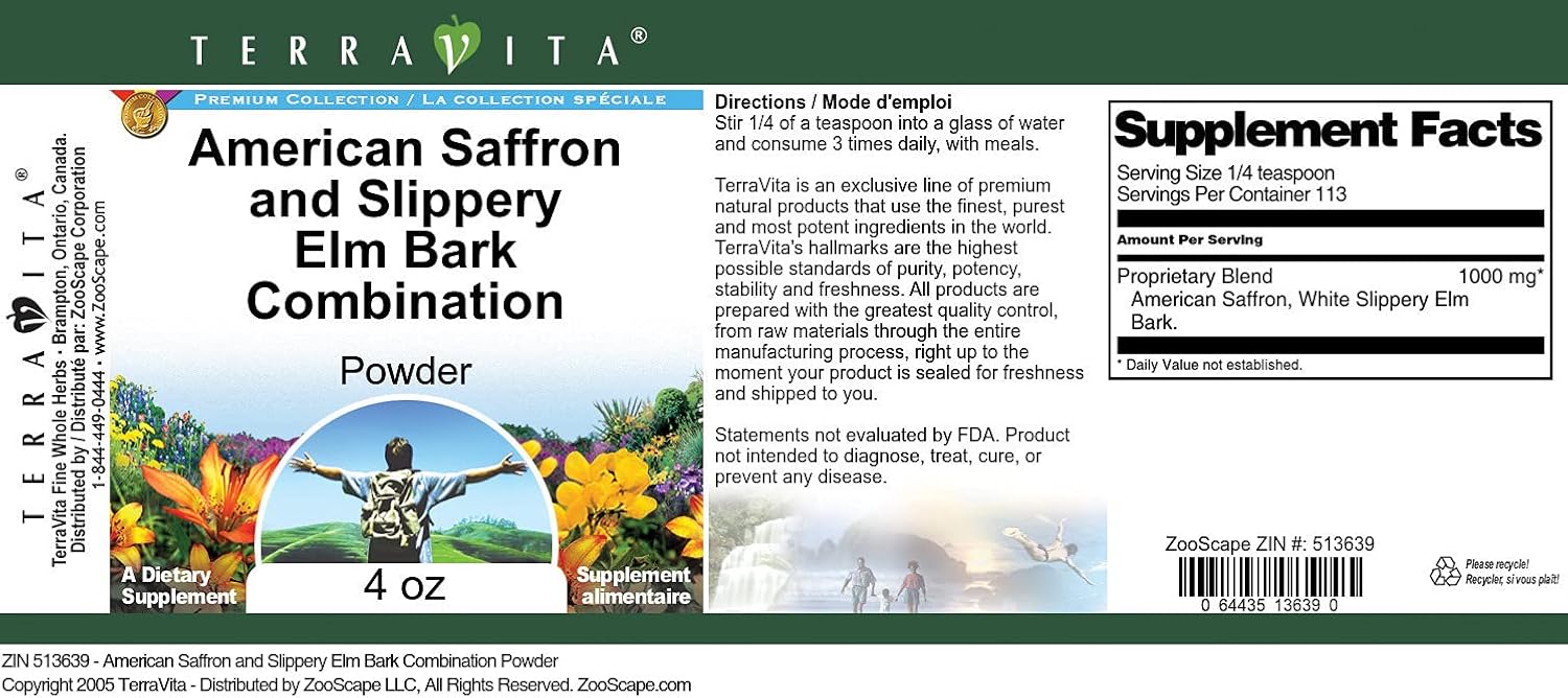 American Saffron and Slippery Elm Bark Combination Powder (4 oz, ZIN: 513639) - 3 Pack