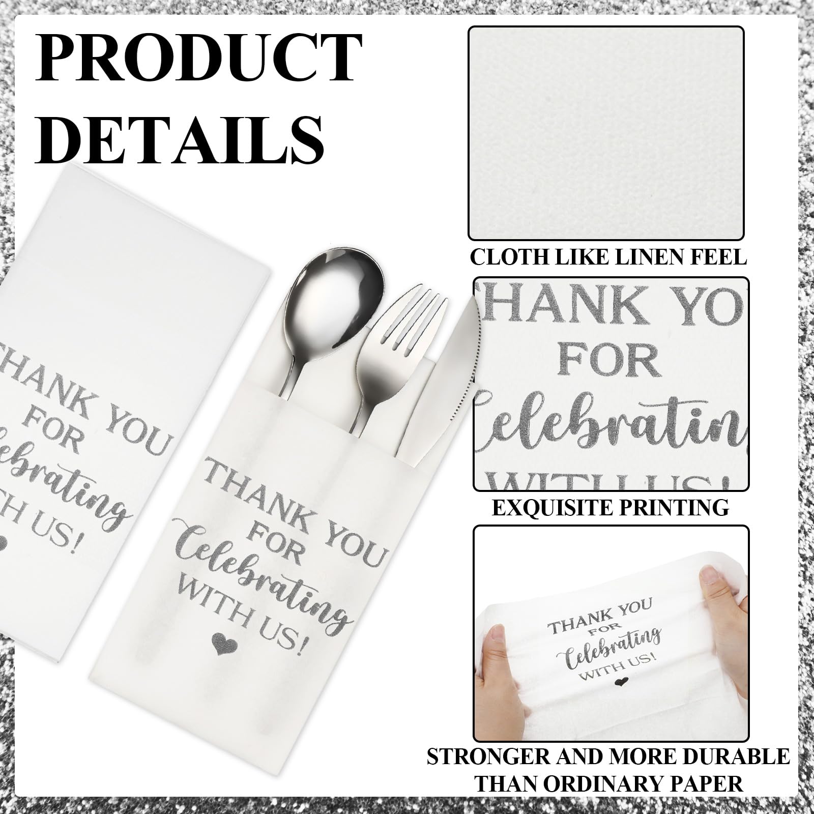 Fuutreo 100 servilletas desechables de lino para boda, servilletas de cena desechables con bolsillo para cubiertos, servilletas de papel Airlaid, servilletas de cena absorbentes para bodas, despedidas