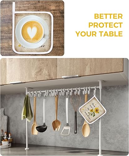 Miniatura 6 de Divertida agarradera de cocina con diseño de girasol y palabras a prueba de calor soporte de ollas de papel kraft lavable almohadilla caliente para