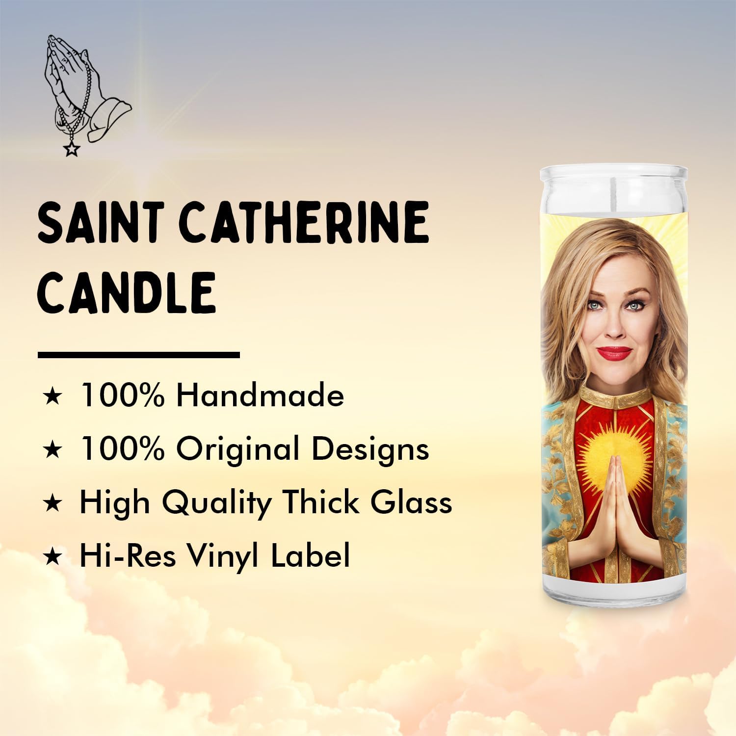 Catherine O'Hara Celebrity Glass Jar Candle – Unscented Handmade Soy Wax Votive Moira Rose Candle – Unique Gift for Creek TV Show Movie Lovers – Home Decor Collectible for Living Room & Office