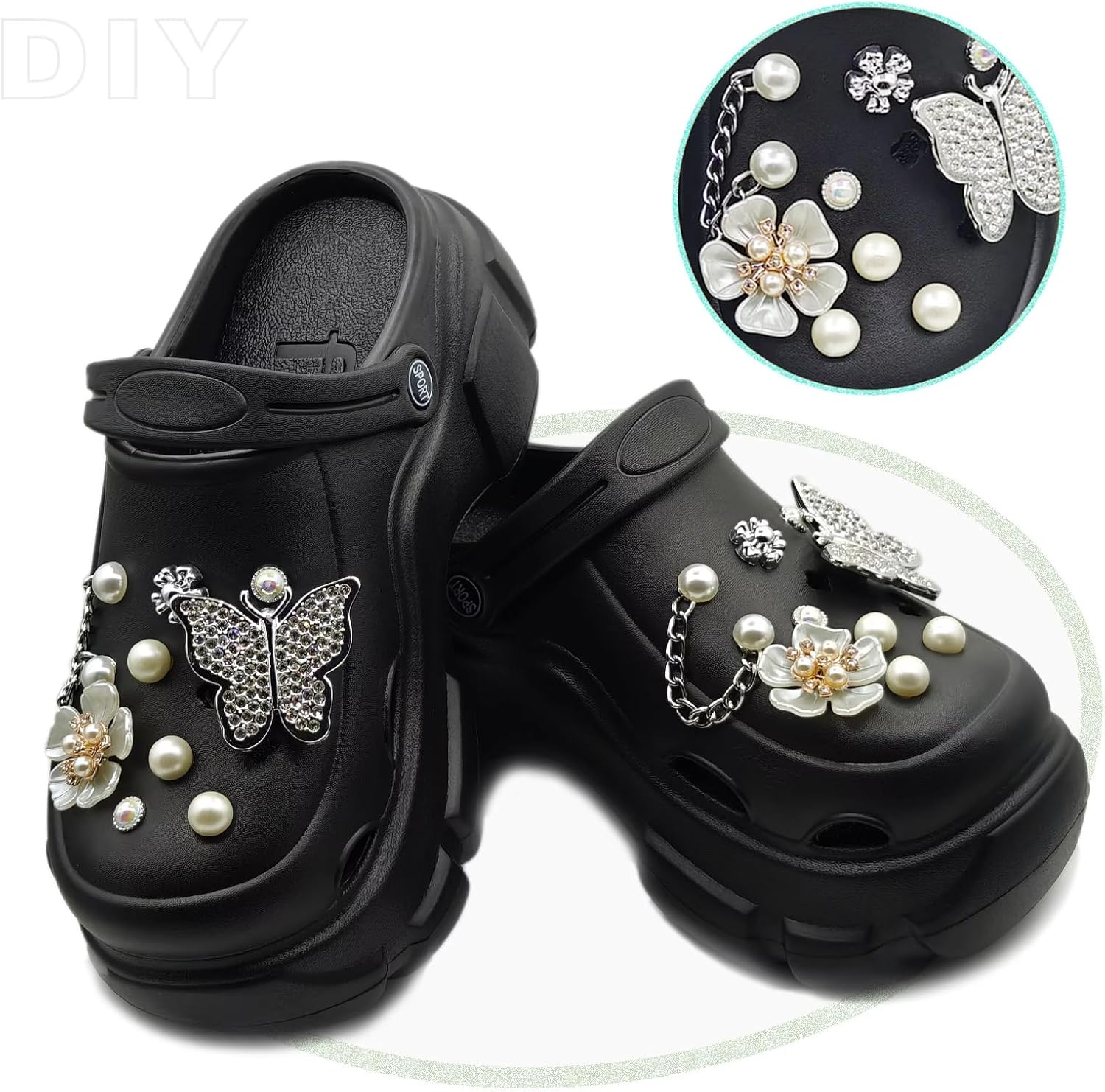Solaud Women's Platform Clogs High Heel Soft Comfort Lightweight Non-Slip Increased Height Slip on Slide Beach Pool Garden Sandals Shoes