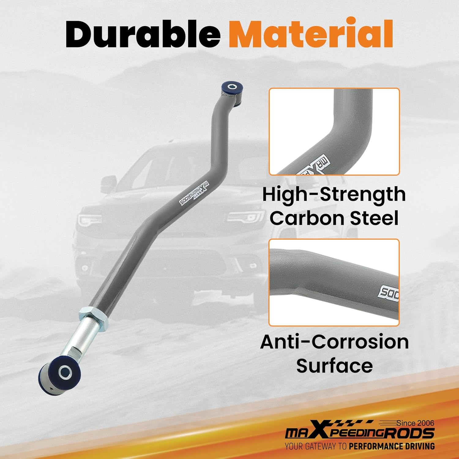 maxpeedingrods adjustable front track bar for jeep wrangler jk 2007-2018 with 0-6" lift, panhard forged solid steel track bar