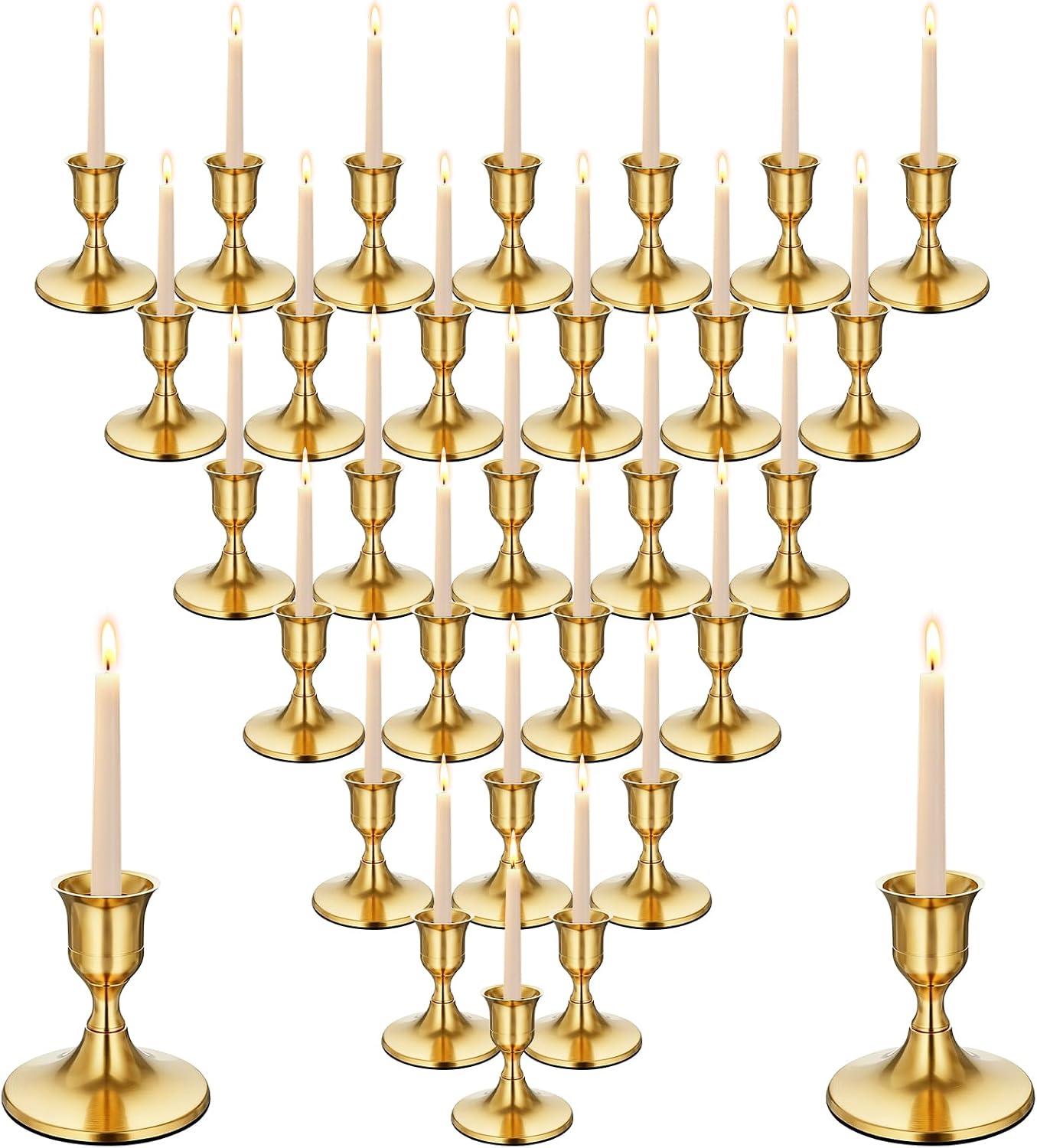 Gold Wine Glass Metal Candlestick Holders -Vintage Modern Metal Taper Candle Holders, Decorative Centerpiece for Table Mantel, Wedding Kitchen Home Decor, Wedding Gift,30Pcs