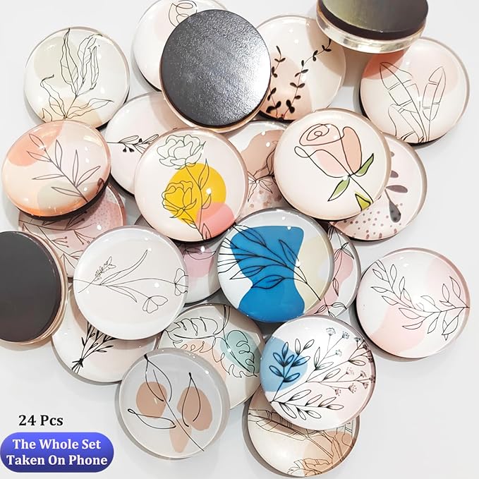24 Imanes Redondos de Vidrio Boho 1.2 in - Decoración Nevera miniatura 4