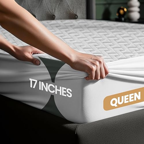 Miniatura 3 de Utopia Bedding Protector de colchón impermeable tamaño Queen, funda de colchón de tela suave 3D de alta calidad, se adapta a 17 pulgadas de