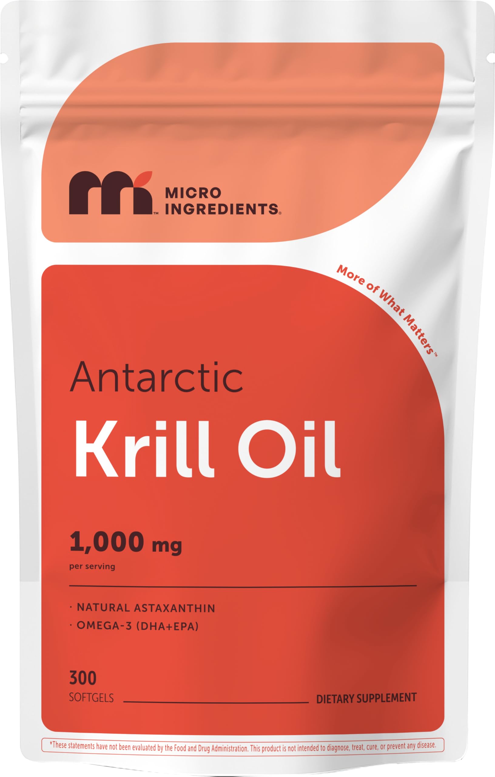 Antarctic Krill Oil Supplement, 1000mg Per Serving, 300 Softgels, Supports Immune System and Brain Health, Rich in Fatty Acids, DHA, EPA and Astaxanthin, Premium Krill Oil Capsules (Liquid), Non-GMO