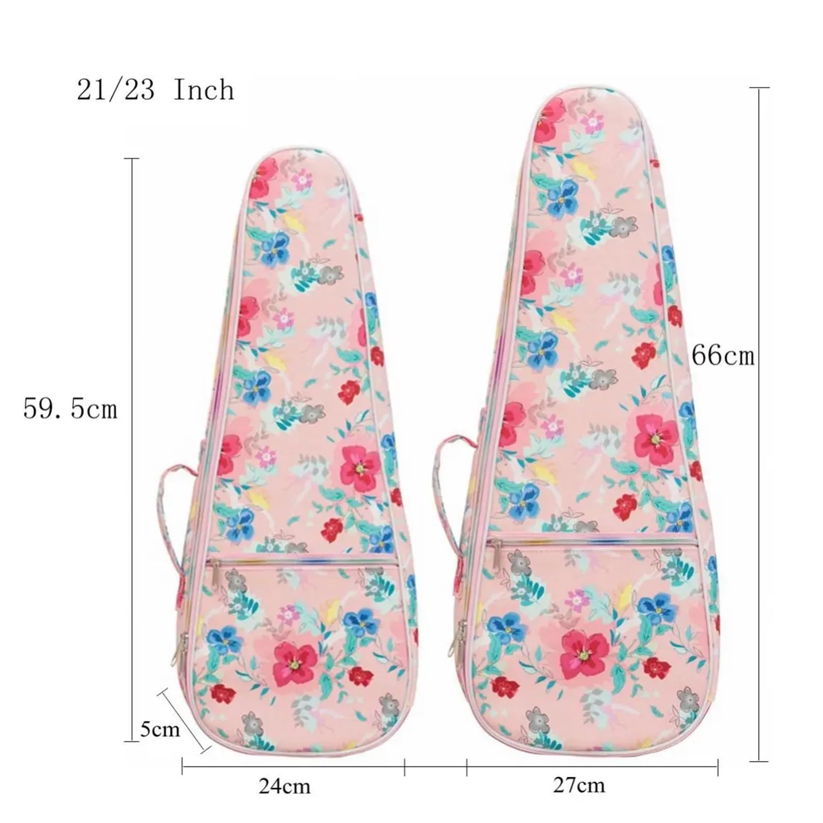 Custodia Chitarra Acustica Borsa for ukulele da 21 pollici stampata a fiori | Ukulele imbottito in morbido cotone impermeabile da 12 mm(23 inch)