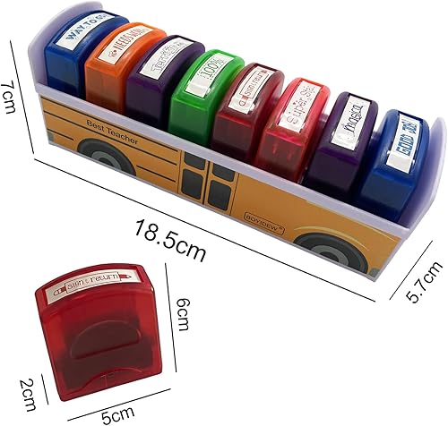 Miniatura 2 de Paquete de 8 sellos de goma autoentintados para profesores, sellos fotosensibles para niños, para educación escolar