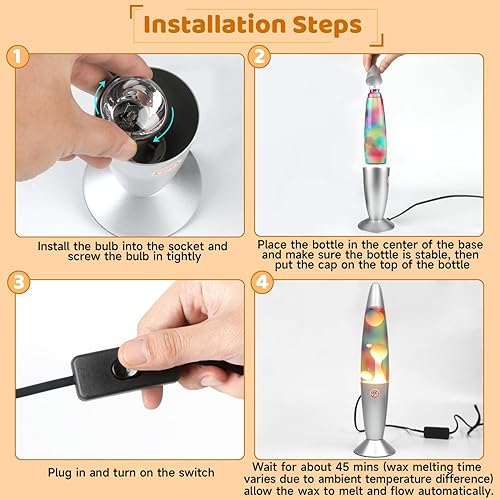 Miniatura 4 de Lámpara de magma colorida lámparas de movimiento arcoíris para adultos y niños, lámpara de movimiento de magma de 13.5 pulgadas, lámpara base