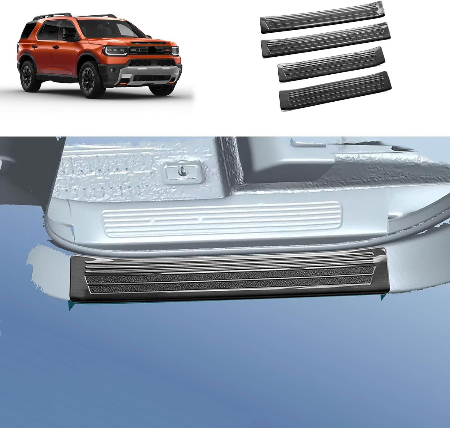 Entry Guards Cover Compatible with Honda New Passport 2026 2027 Outside Door Sills Guard Sills Protector Trim Interior Car Accessories Stainless Steel 4PCS(Black Brushed Finish)
