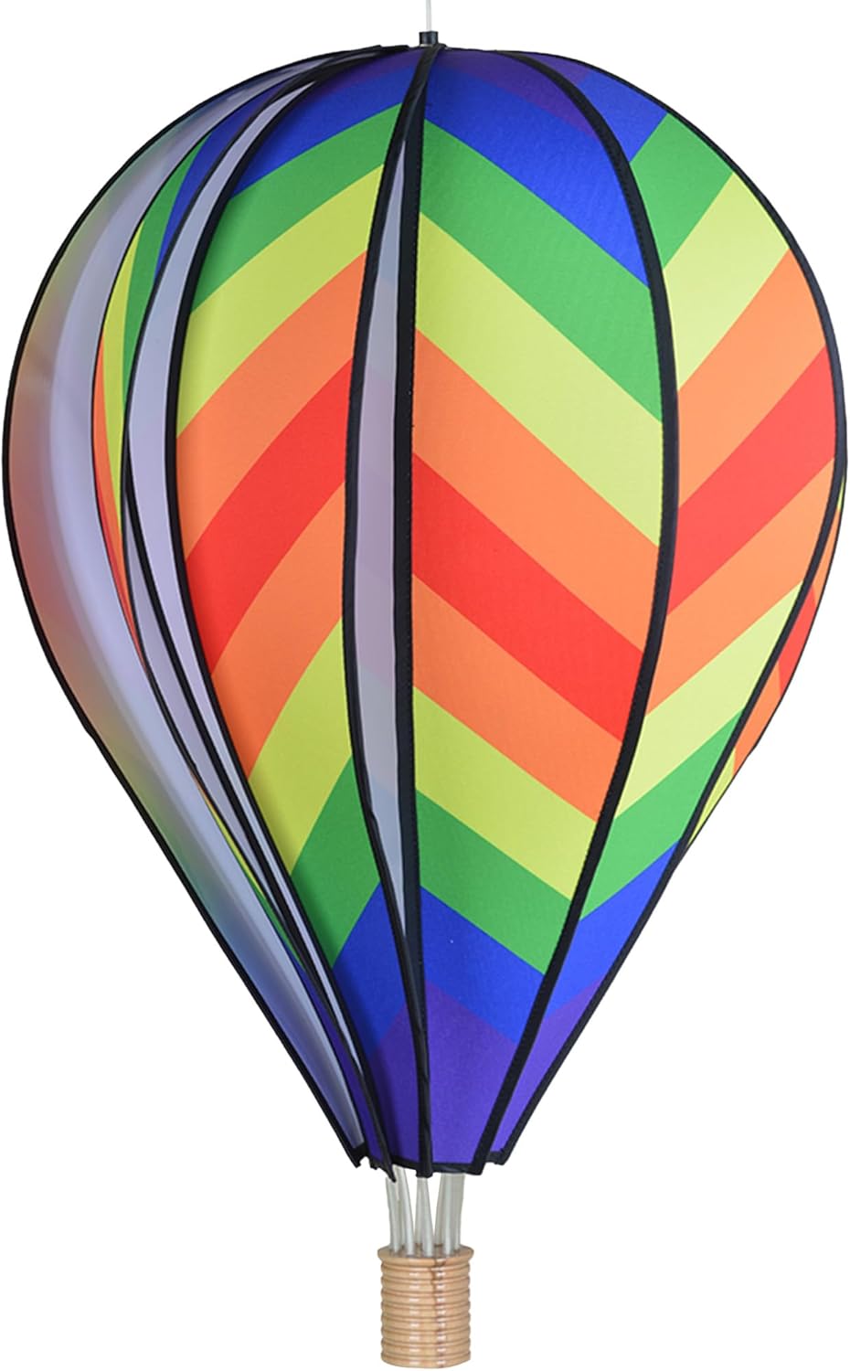 Hot Air Balloon Hanging Garden Spinner 26" - Vibrant Traditional Rainbow Design, Weather-Resistant Outdoor Decor, Durable & Lightweight for Patios, Yards, and Gardens - Eye-Catching Wind Spinner