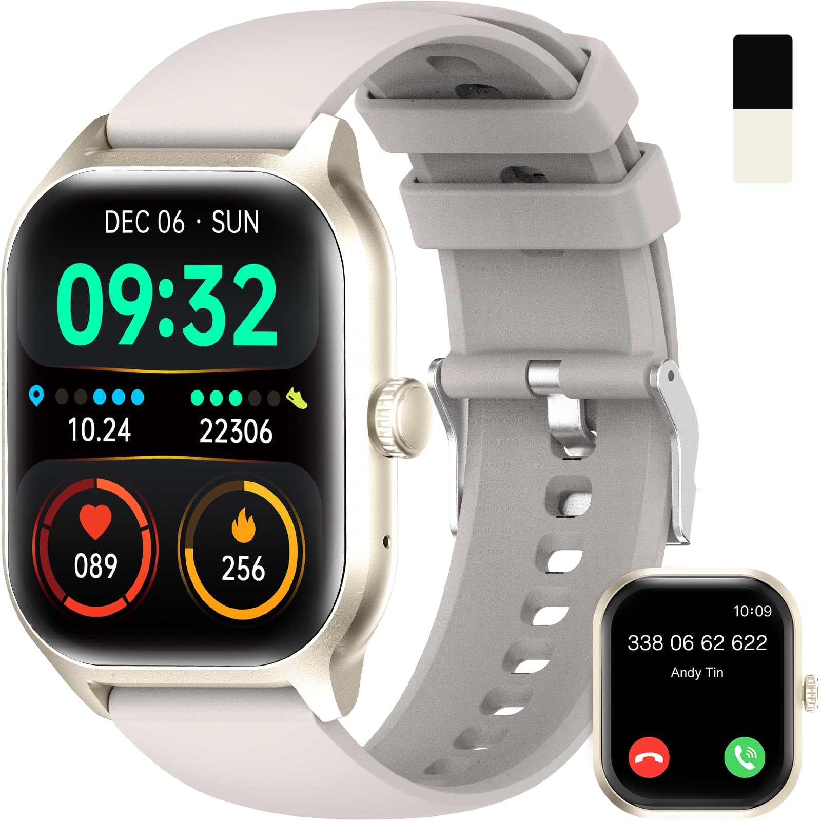 Smartwatch Uomo Donna con Chiamare/Rispondere, 2.01" Molteplici modalità Sportive Orologio Smartwatch con Contapassi/Sonno/Cardiofrequenzimetro, IP68 Orologio Intelligente per Andorid iOS