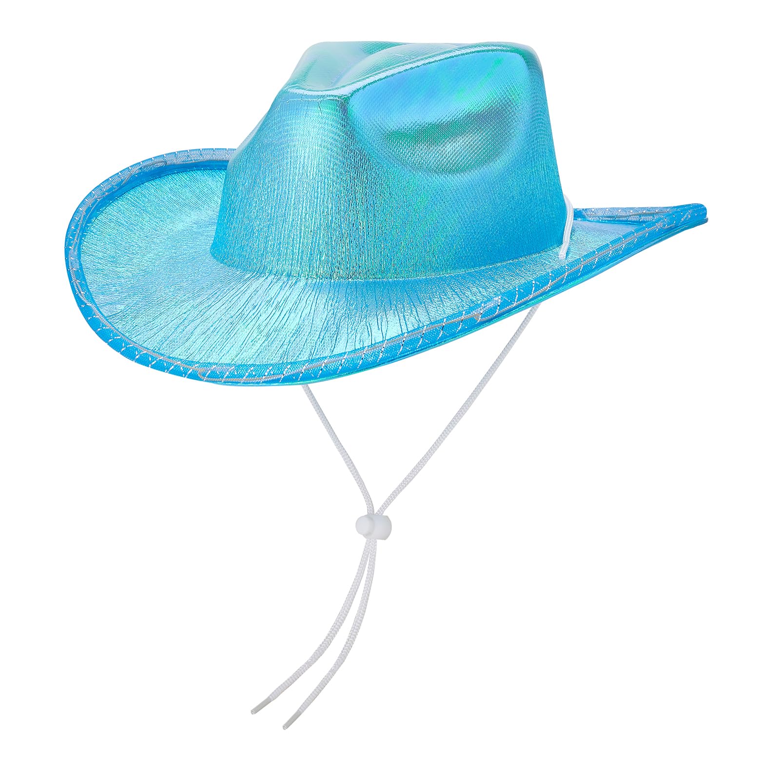 Niceyoeuk Women Cowboy Hats with Colorful LED Light Fluffy Feather Brim Cowgirl Hat for Halloween Cosplay Costume Party (F, One Size)