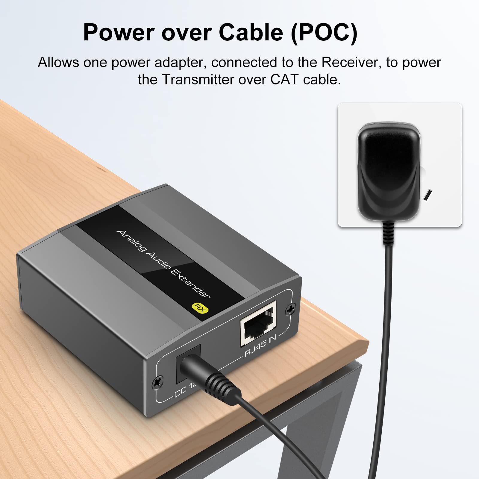 Analog Audio Extender Amplificatore analogico RCA 3.5mm stereo sopra Ethernet singolo Cat5e 6 7 cavo fino a 1475 Ft adattatore convertitore di supporto PCM stereo POC Power on Cat